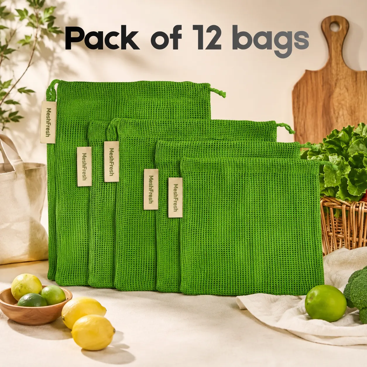 MeshFresh 12-pack cotton mesh storage bags